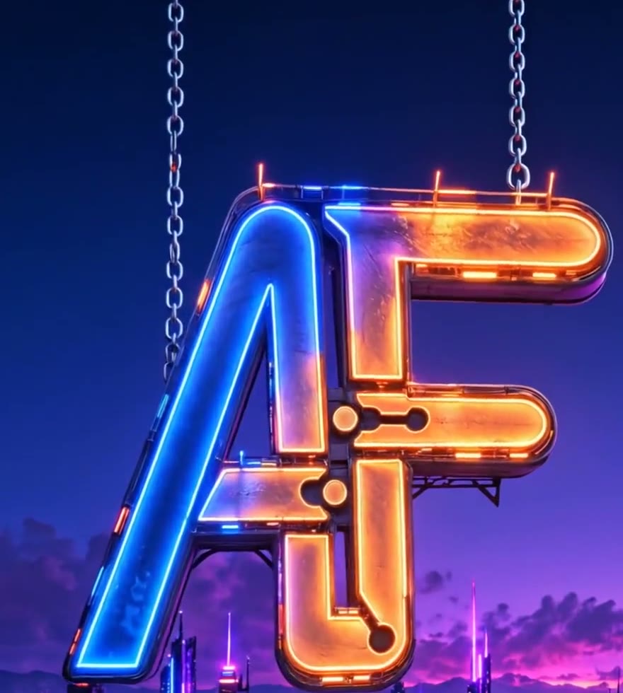 App Factory chain-hung neon sign